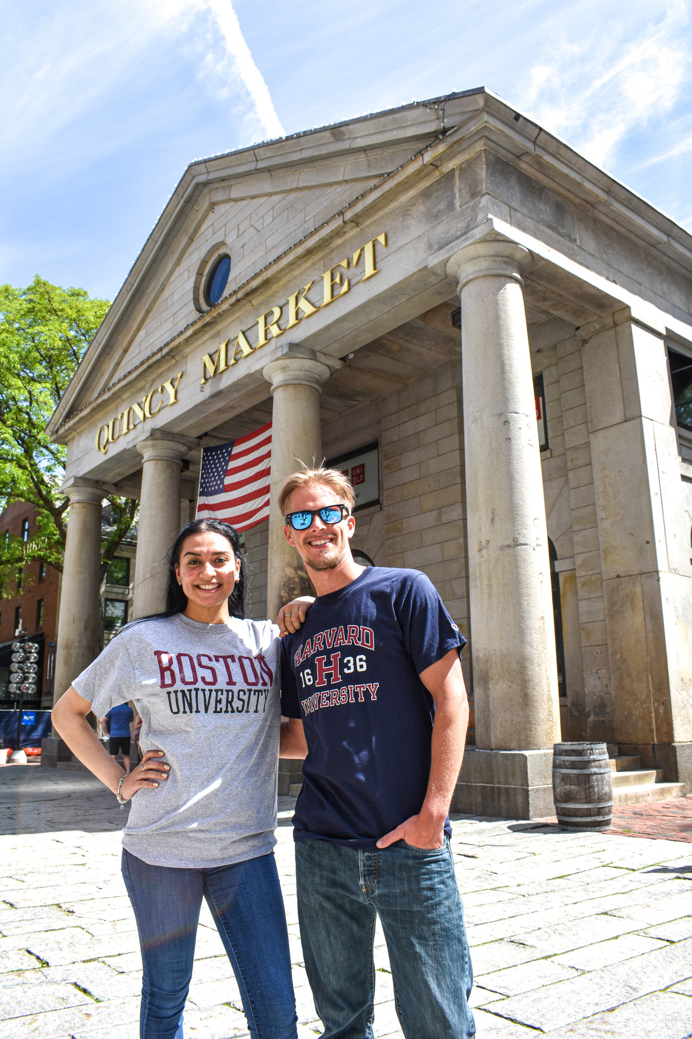 Boston University Champion T-Shirt Sport Grey Distressed Logo